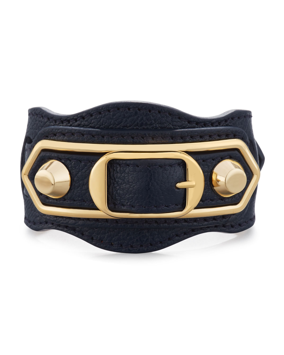 Metallic Edge Leather Belt-Style Bracelet