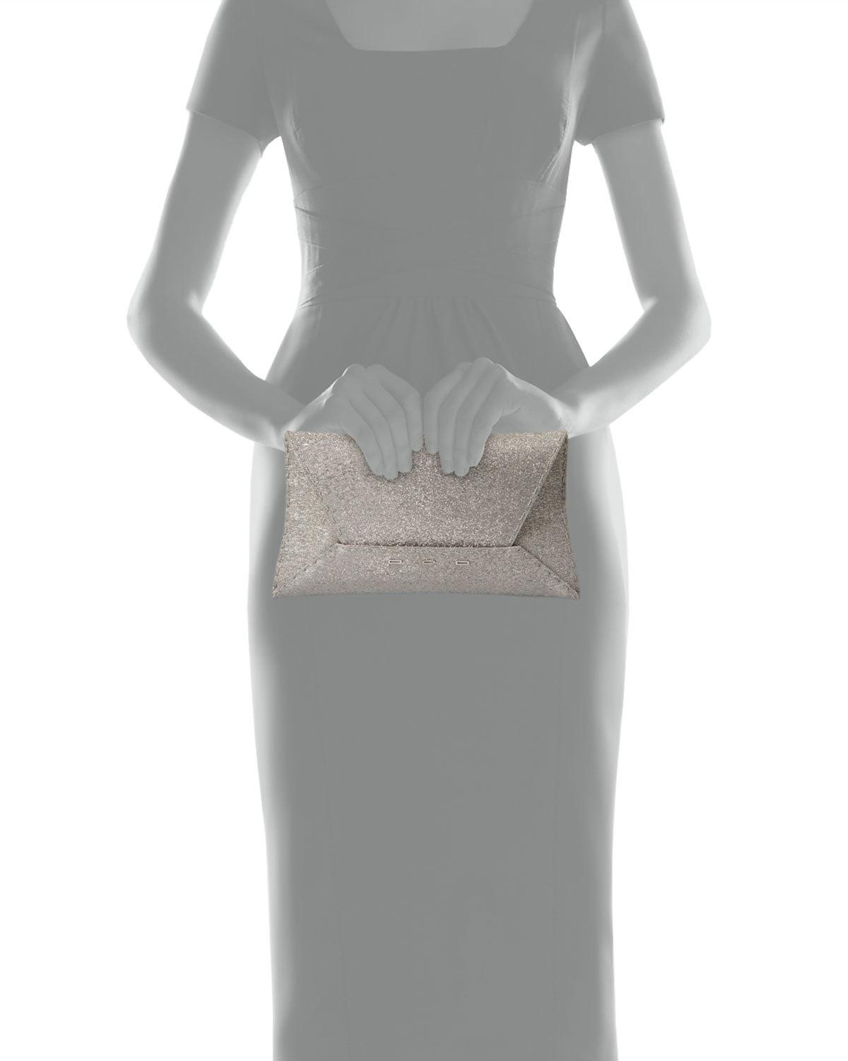 Manila Sparkly Fabric Clutch Bag, Silver