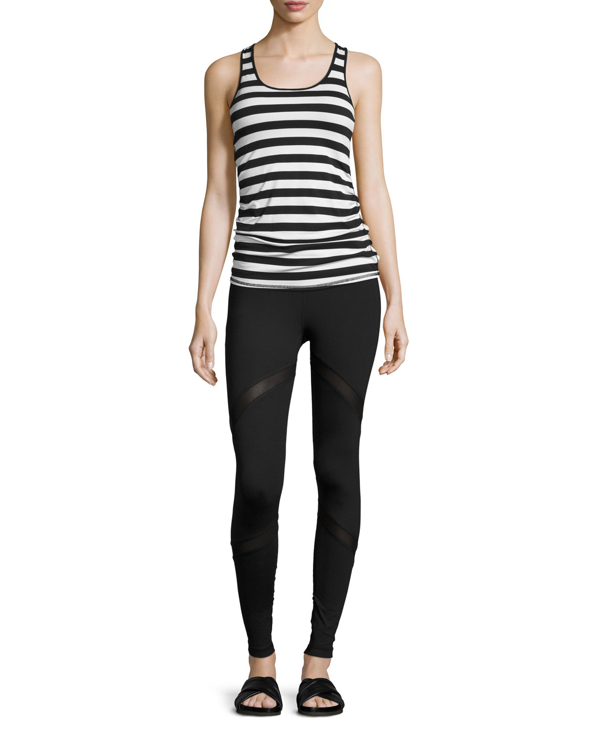 Bumble Anchor Striped Sport Tank, Black/White