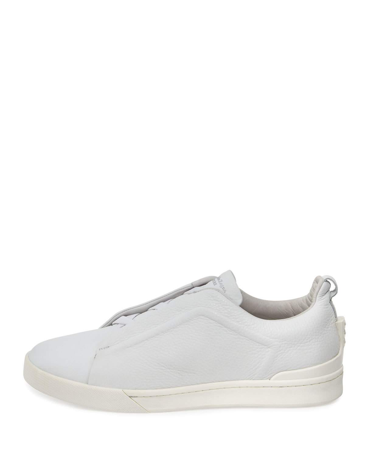 Couture Triple-Stitch Leather Low-Top Sneaker, White