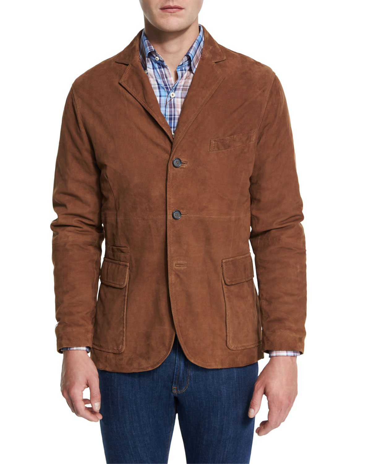 Fairfield Suede Three-Button Blazer
