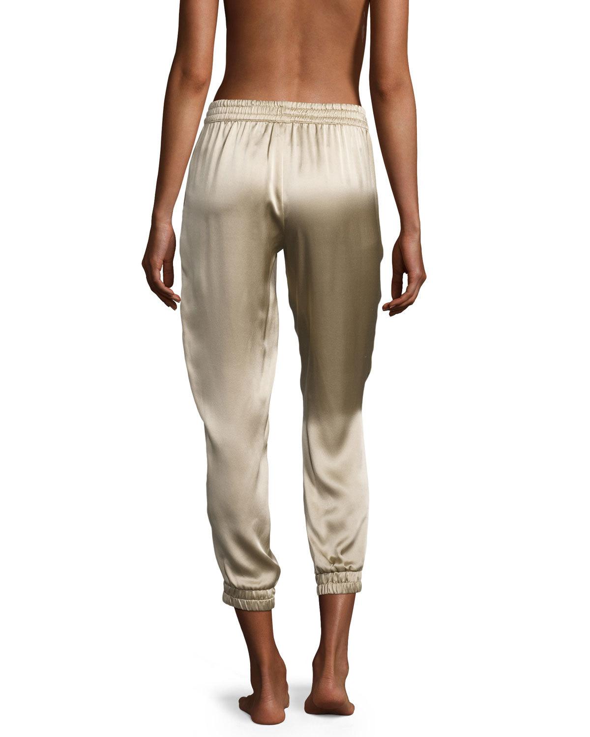 Cropped Satin Lounge Track Pants