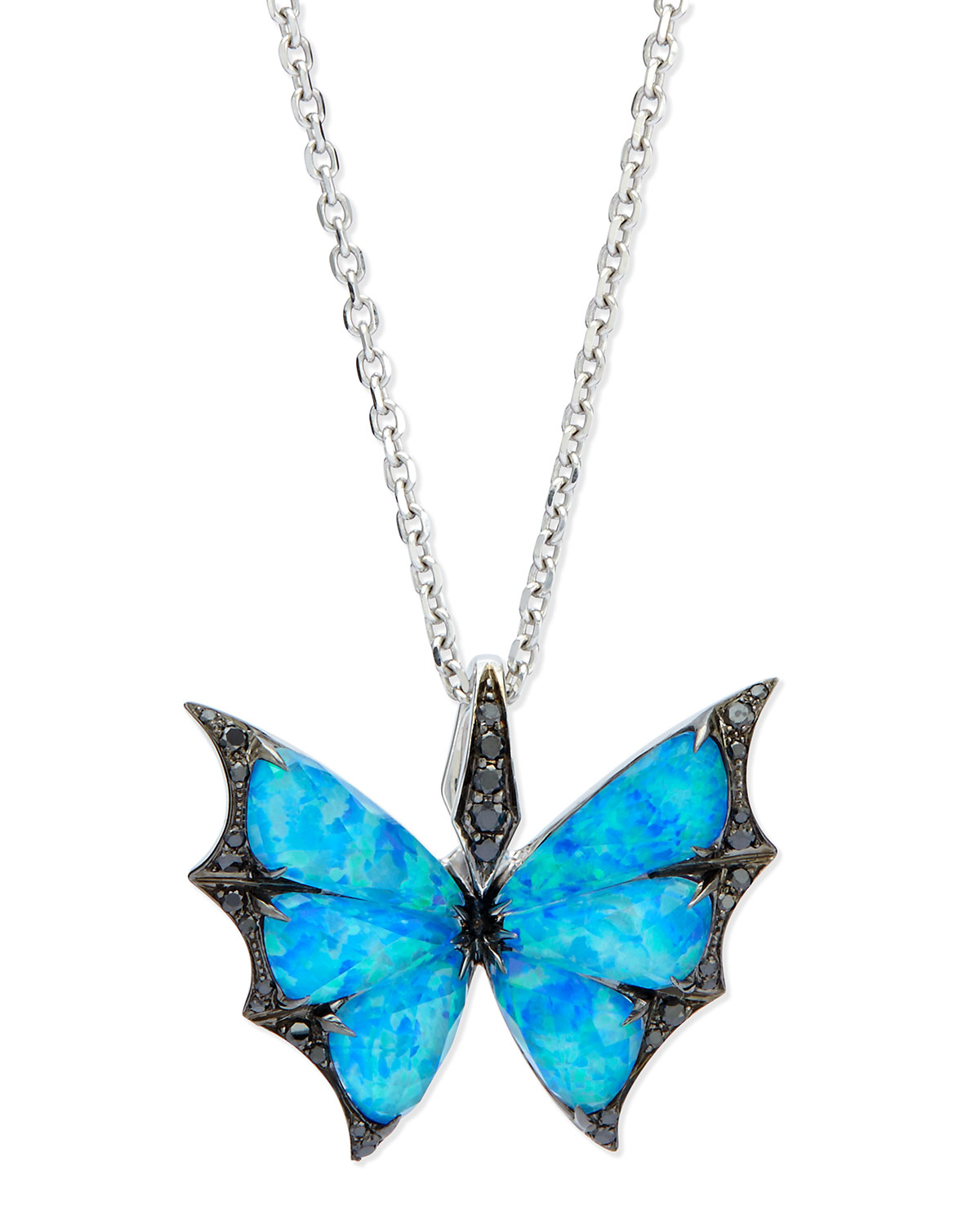 fly by night opalescent quartz bat-moth pendant necklace