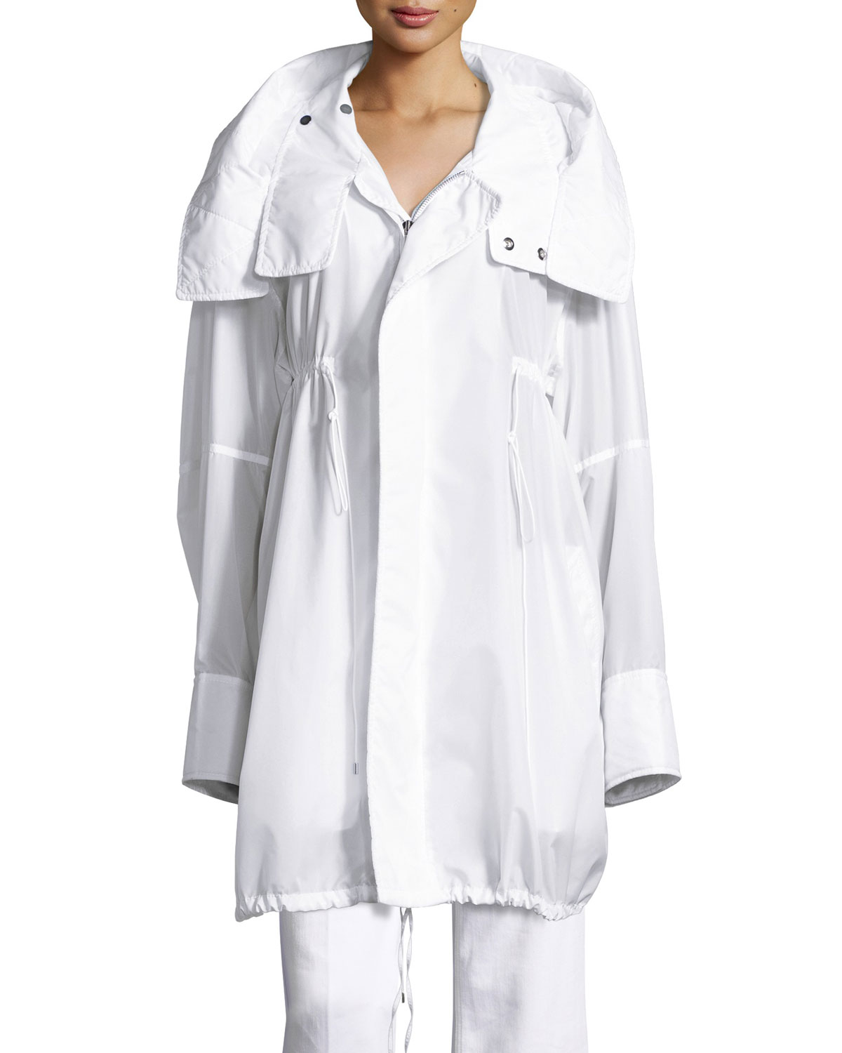 Kempton Hooded Drawstring Jacket, White