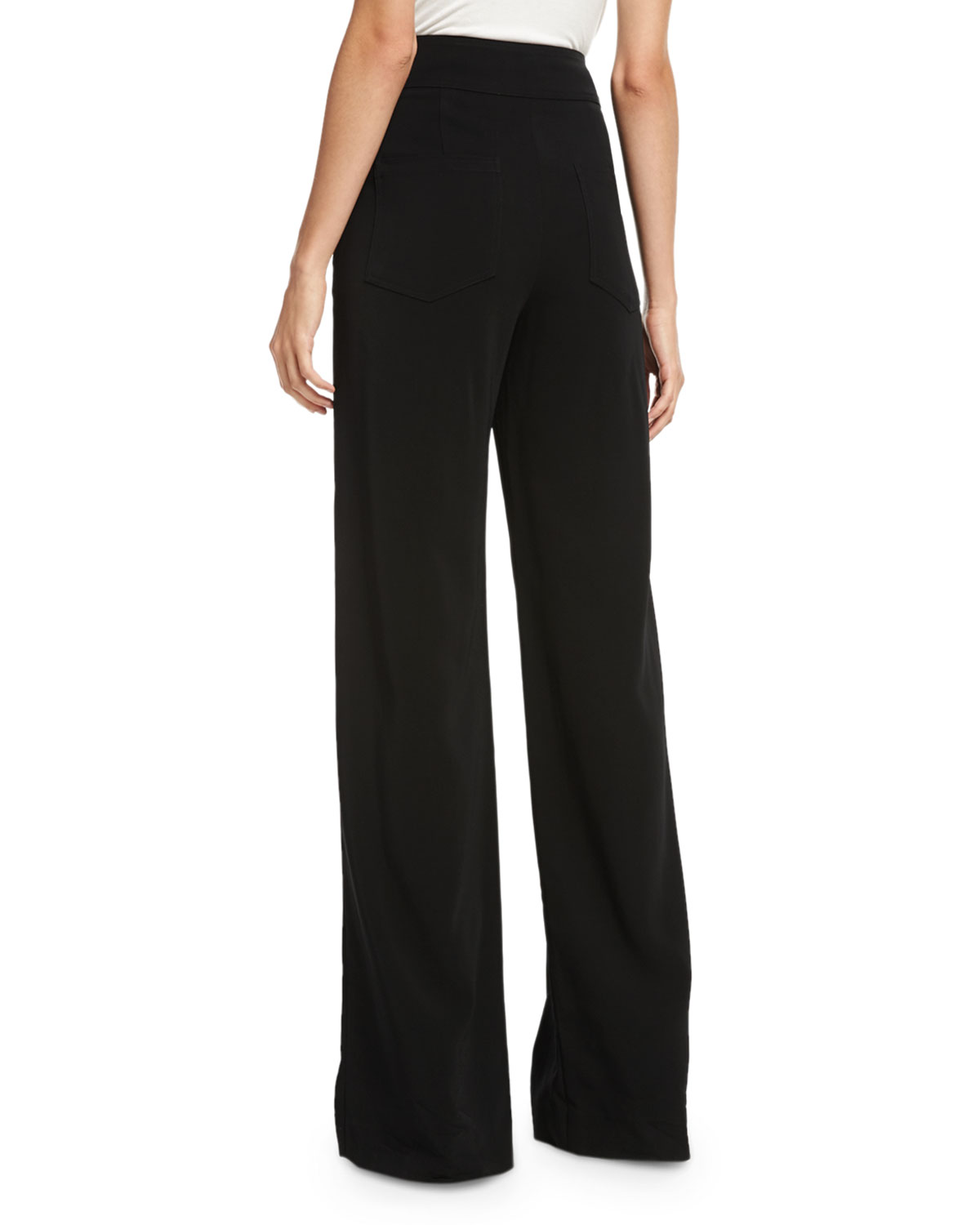 Debra High-Rise Wide-Leg Pants, Black