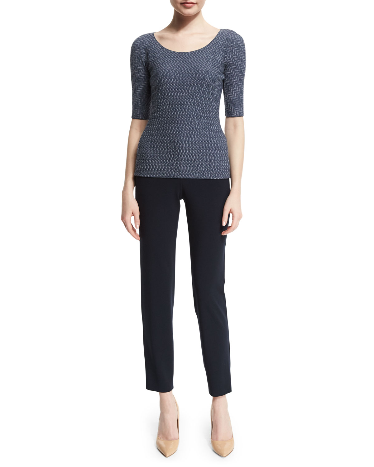 Slim-Leg Stretch-Wool Ankle Pants, Midnight