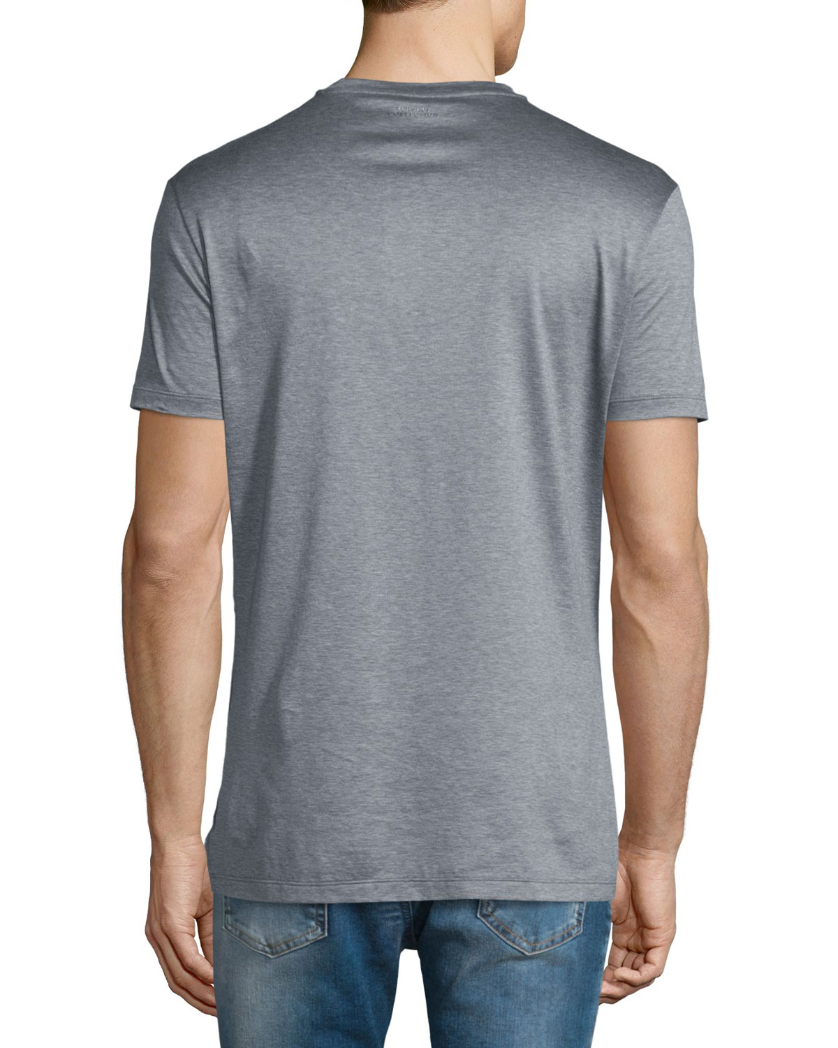 Flocked Medusa Head Graphic Short-Sleeve T-Shirt, Gray