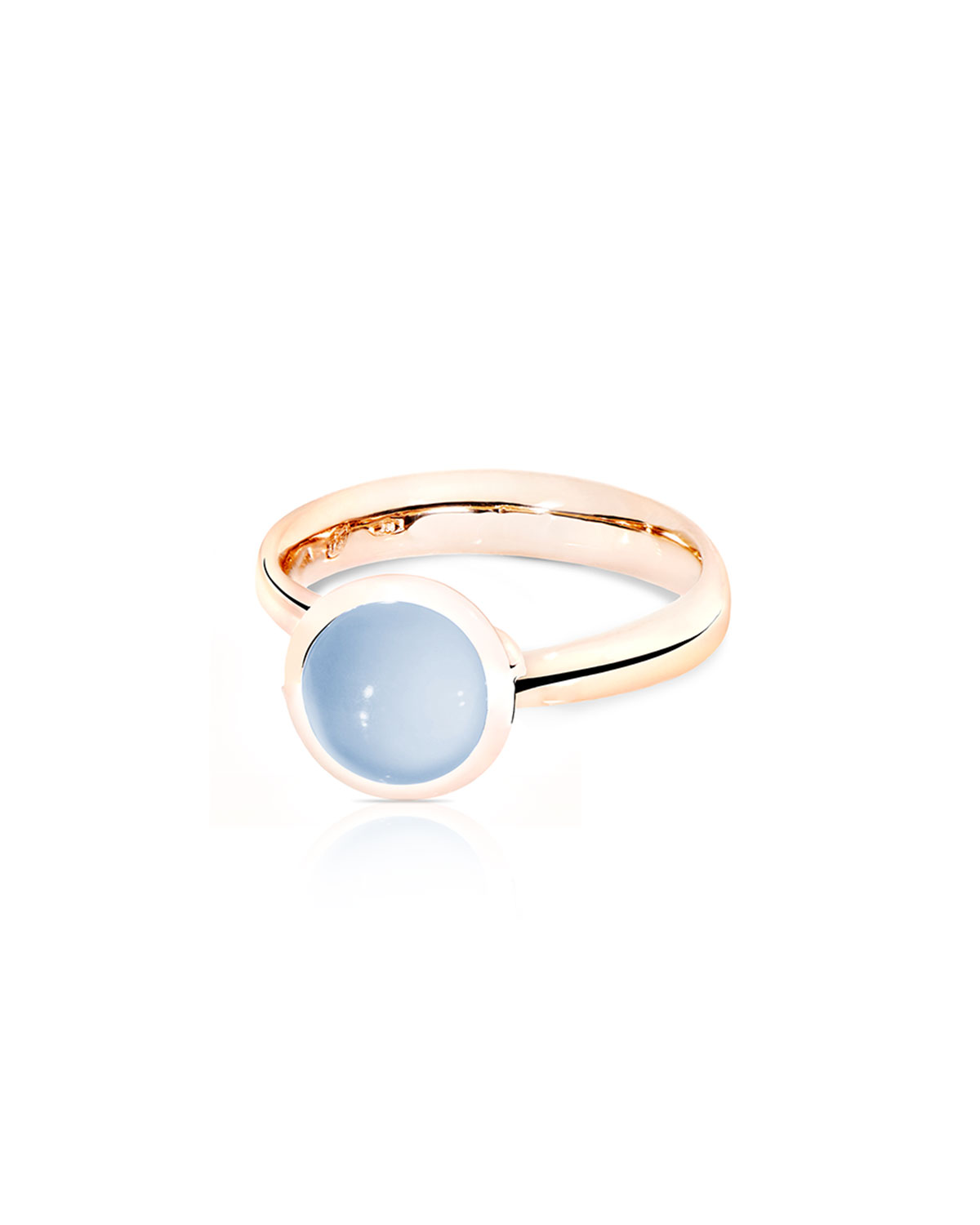 Small Bouton Blue Chalcedony Cabochon Ring, Size 7/54