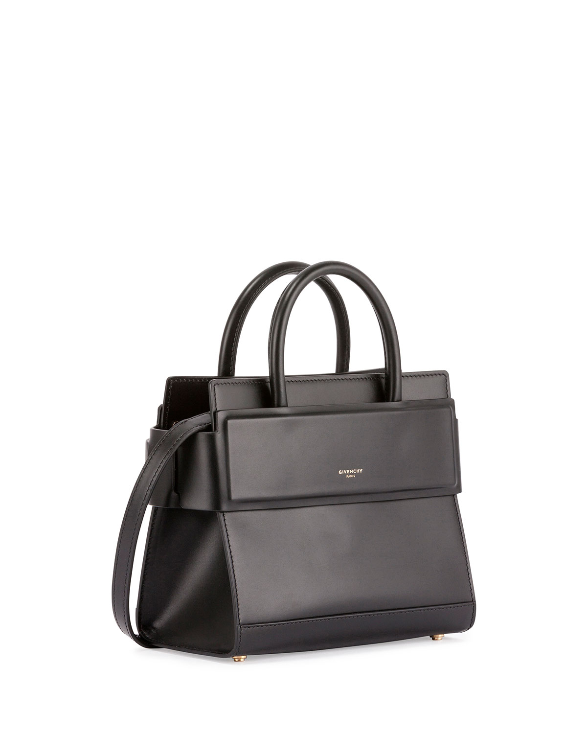 Horizon Mini Leather Satchel Bag, Black
