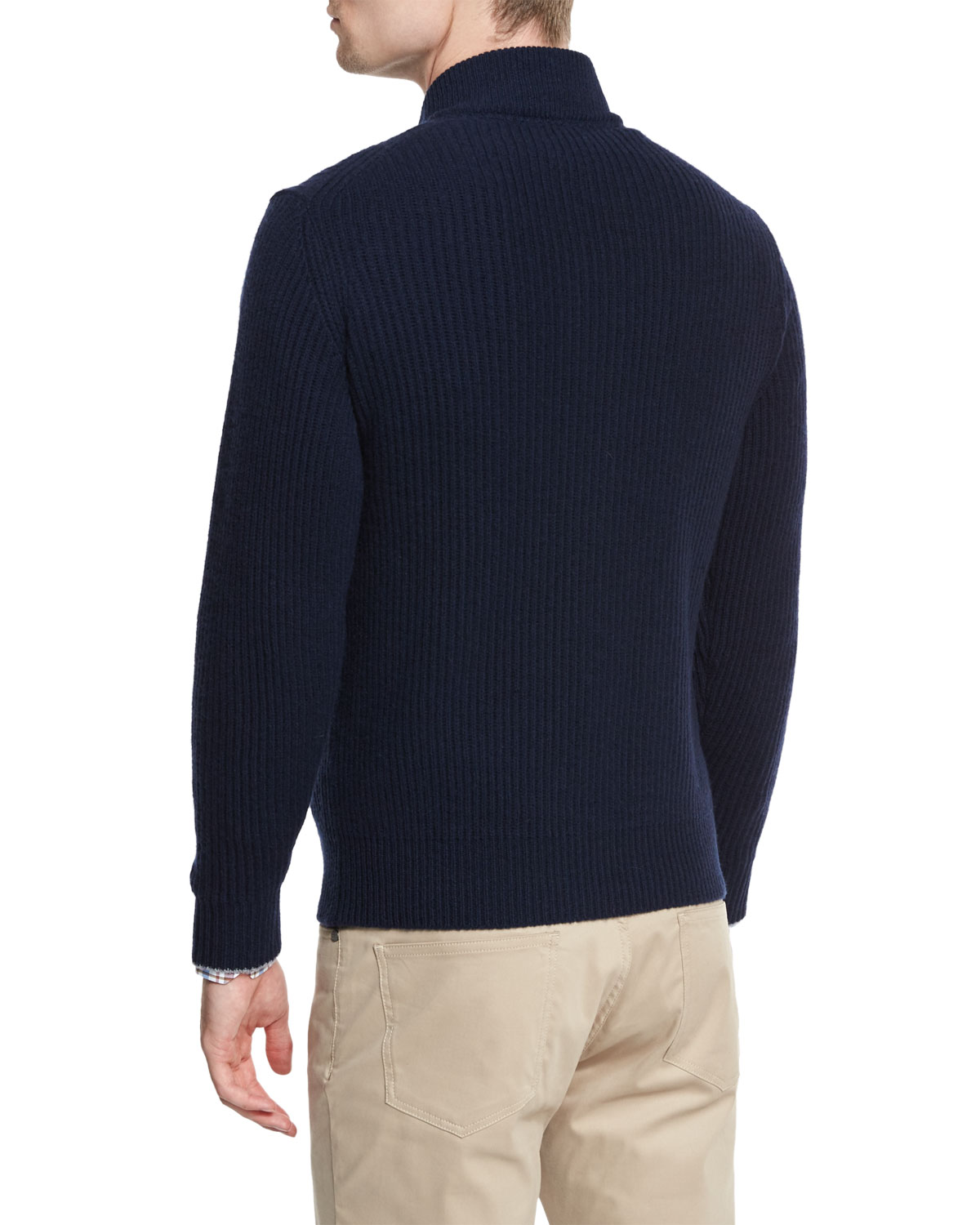 Hawthorne Cotton-Cashmere Full-Zip Cardigan, Barchetta Blue