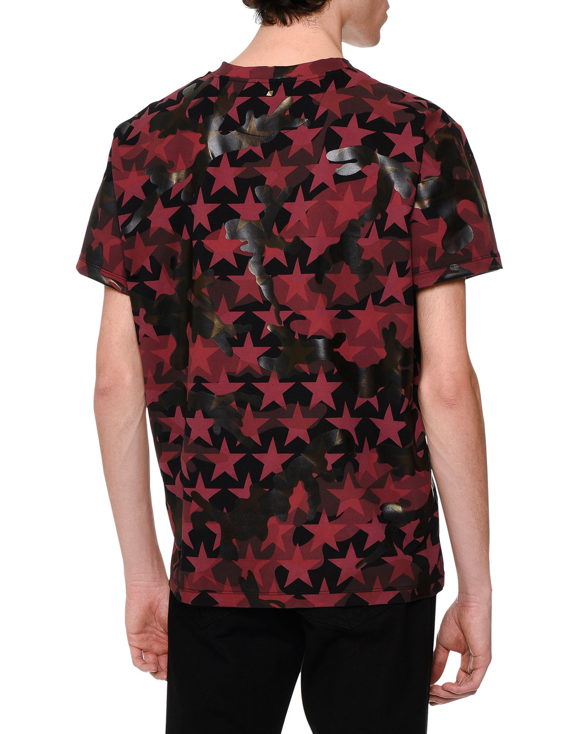 Camo & Star-Print T-Shirt, Red/Black