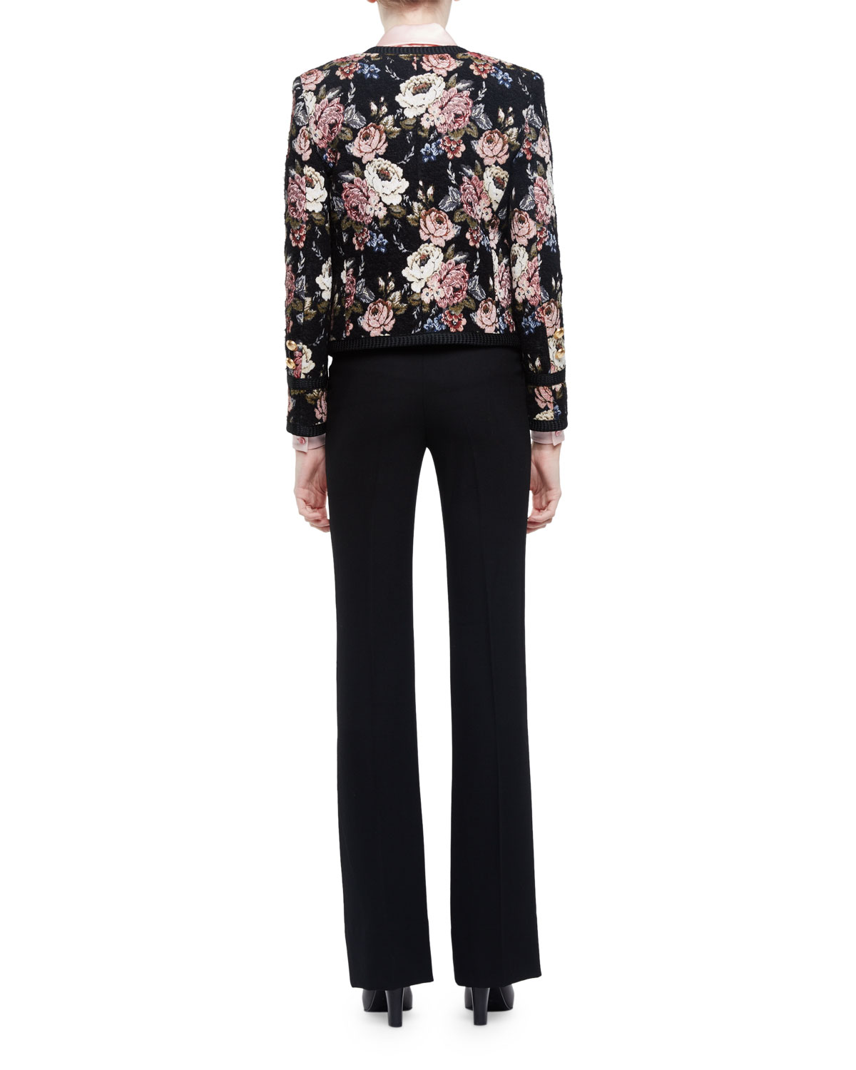 Spencer Floral-Print Jacket, Beige Rose/Black