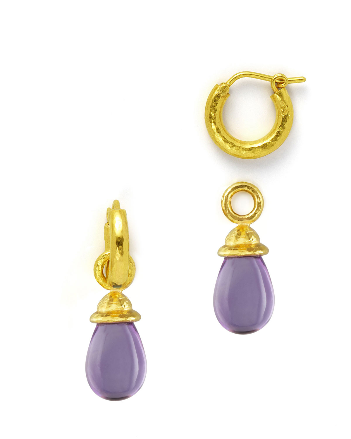 18k Gold & Amethyst Earring Pendants