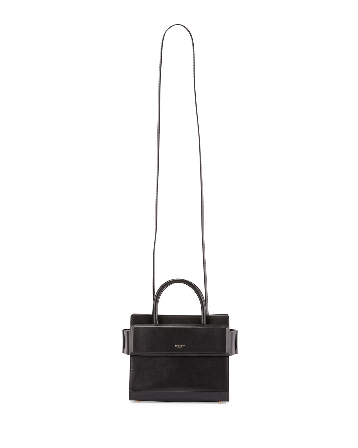 Horizon Mini Leather Satchel Bag, Black