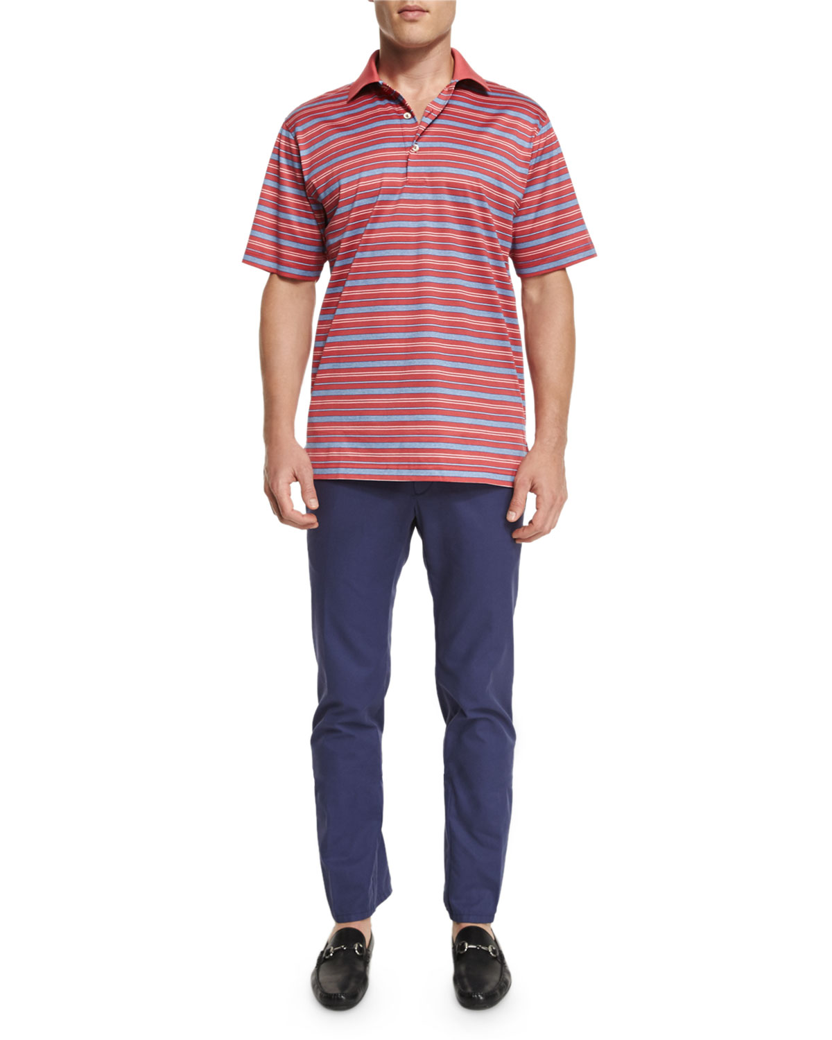 Lightweight Twill Flat-Front Pants, Navy