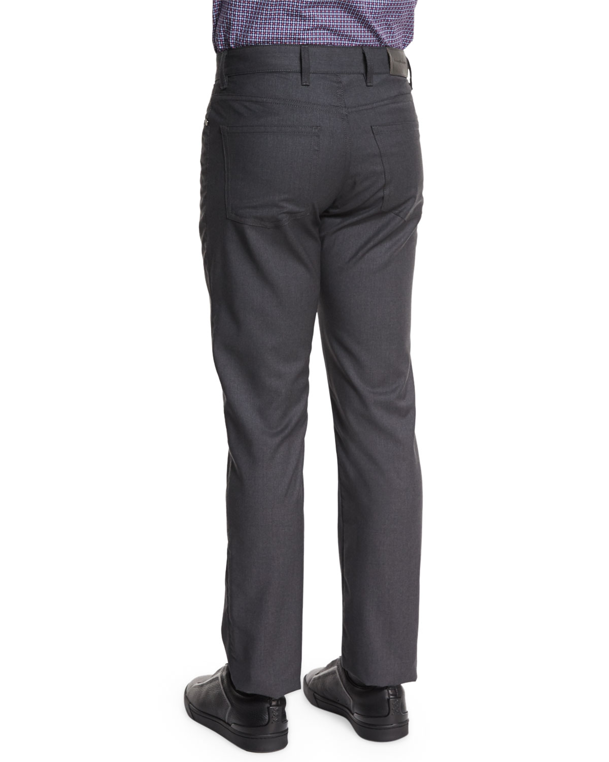 Superfine Wool Five-Pocket Pants, Charcoal