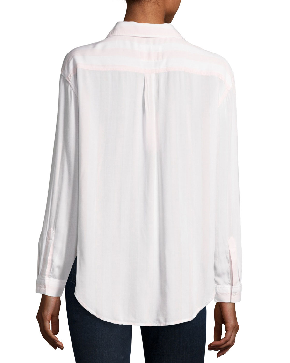 Elle Patch-Pocket Shirt, Pink/White