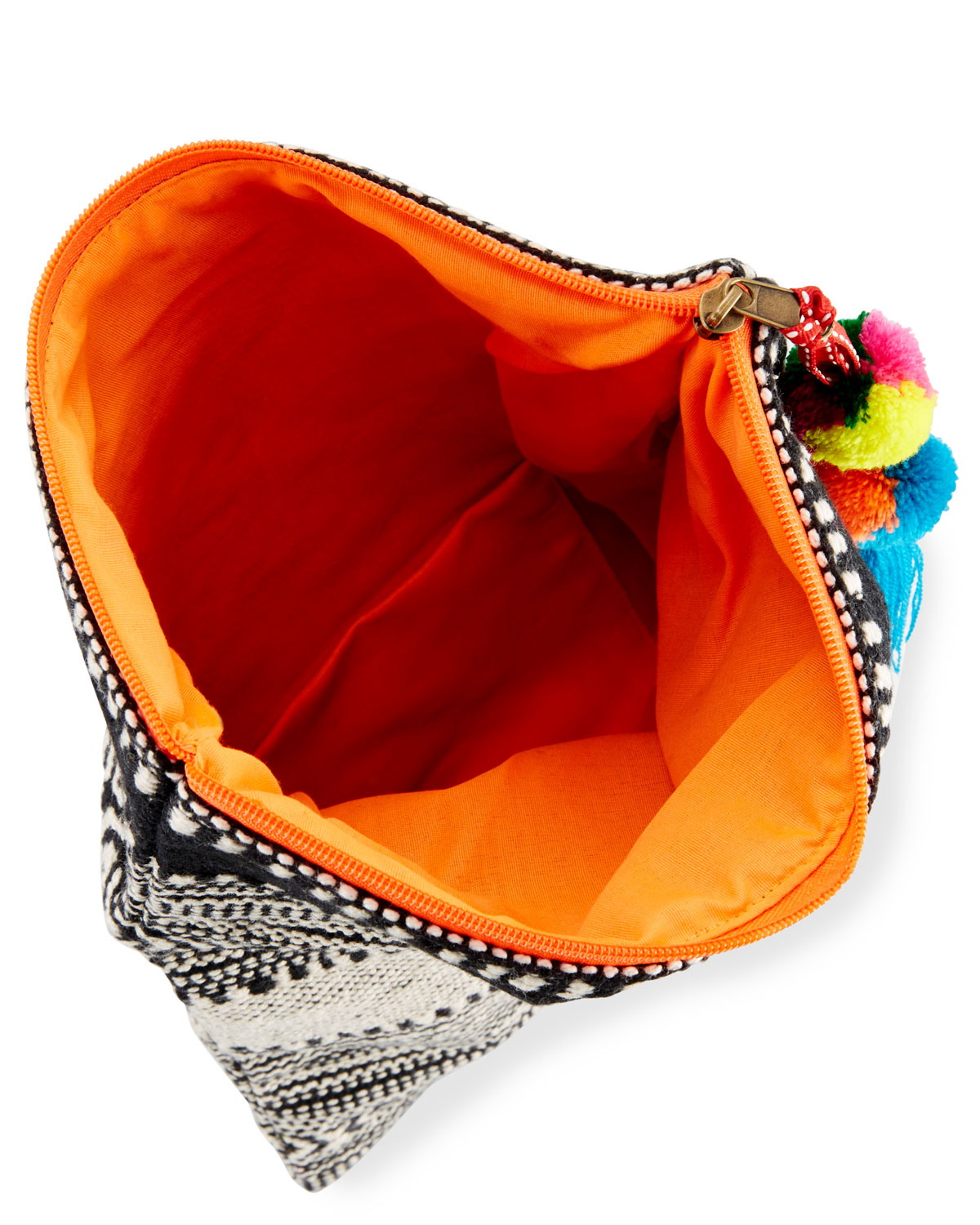 Sergovia Embroidered Fold-Over Clutch, Orange/Black/White