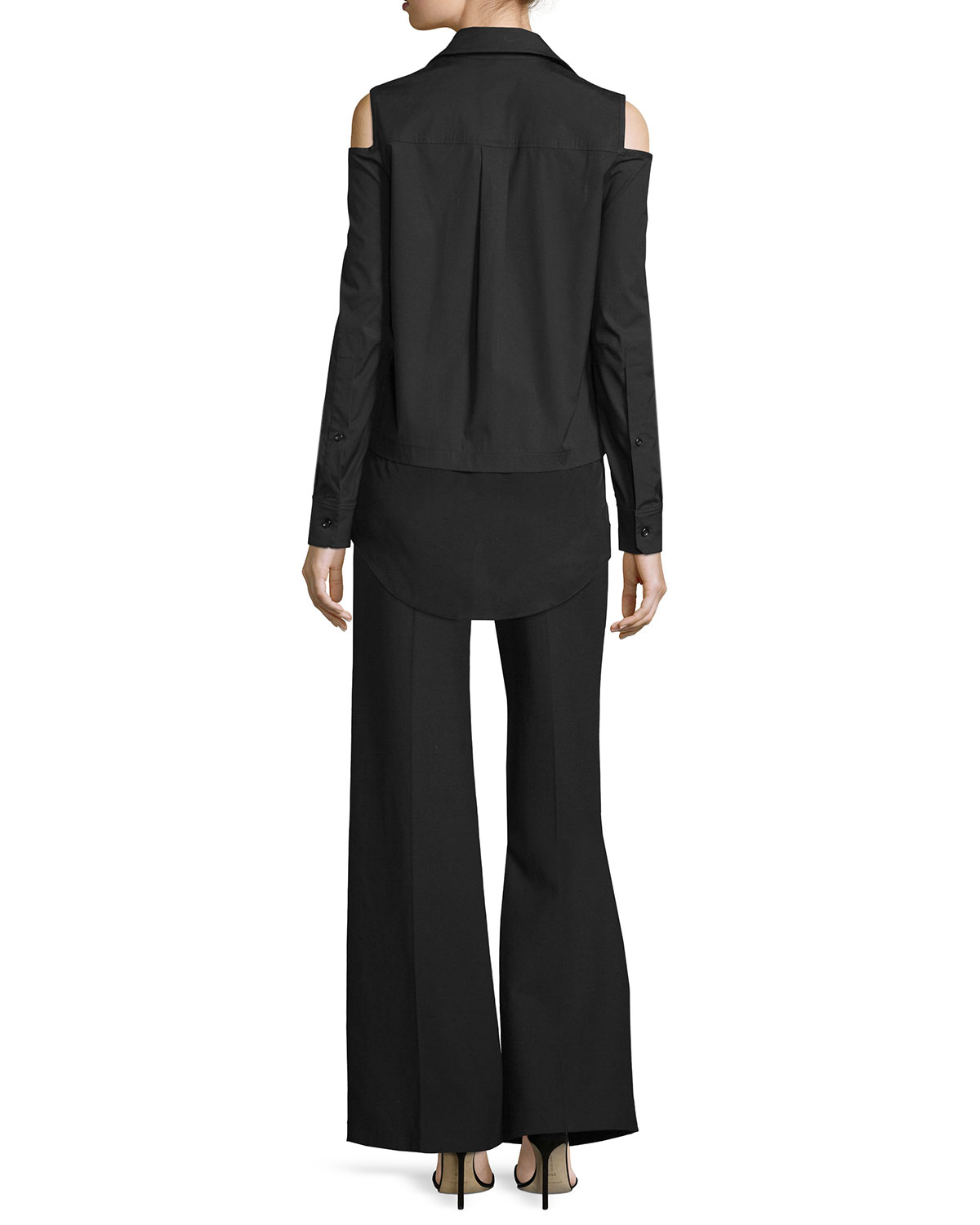 Wide-Leg Side-Zip Pants, Onyx