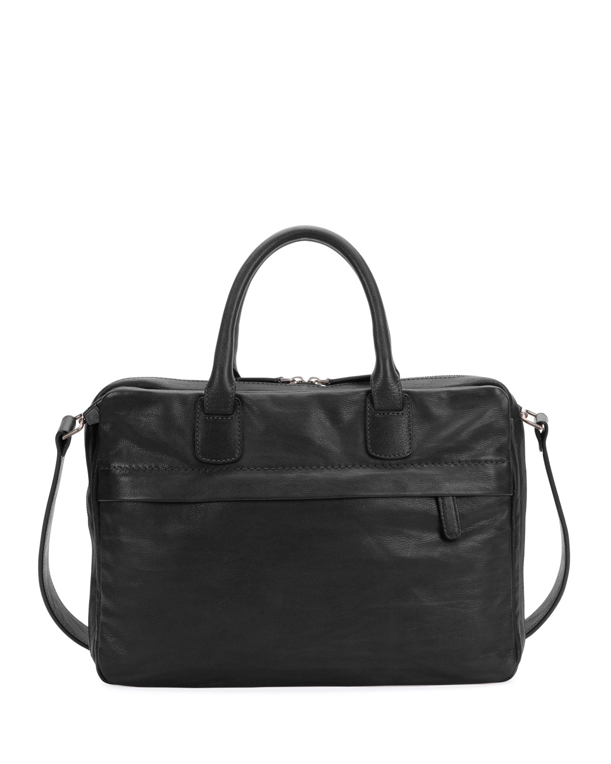 Soft Leather Briefcase, Black