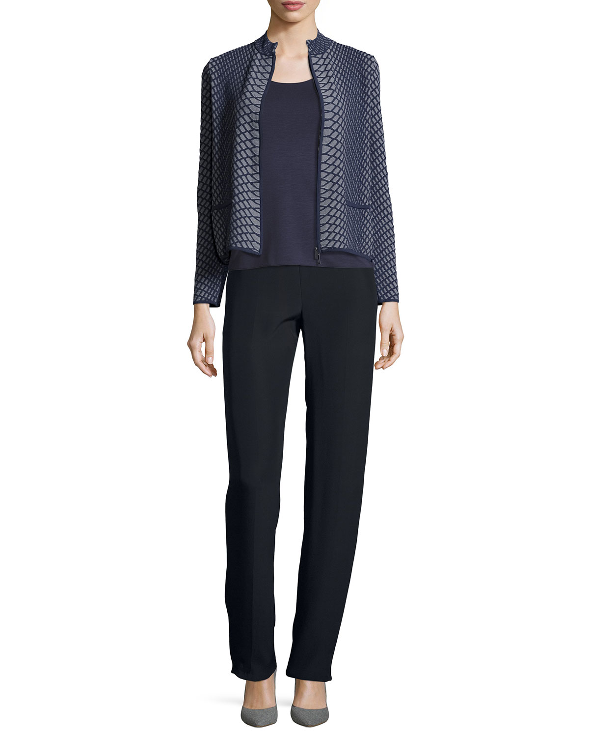 Straight-Leg Side-Zip Pants, Midnight