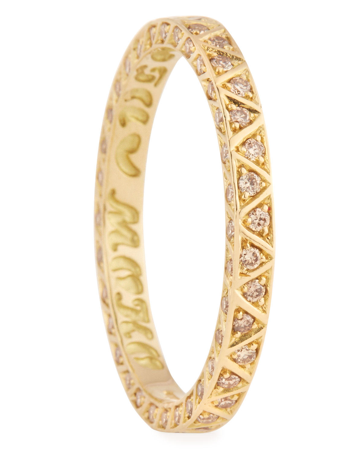 Manawa 18K Yellow Gold Band with Champagne Diamonds, Size 10