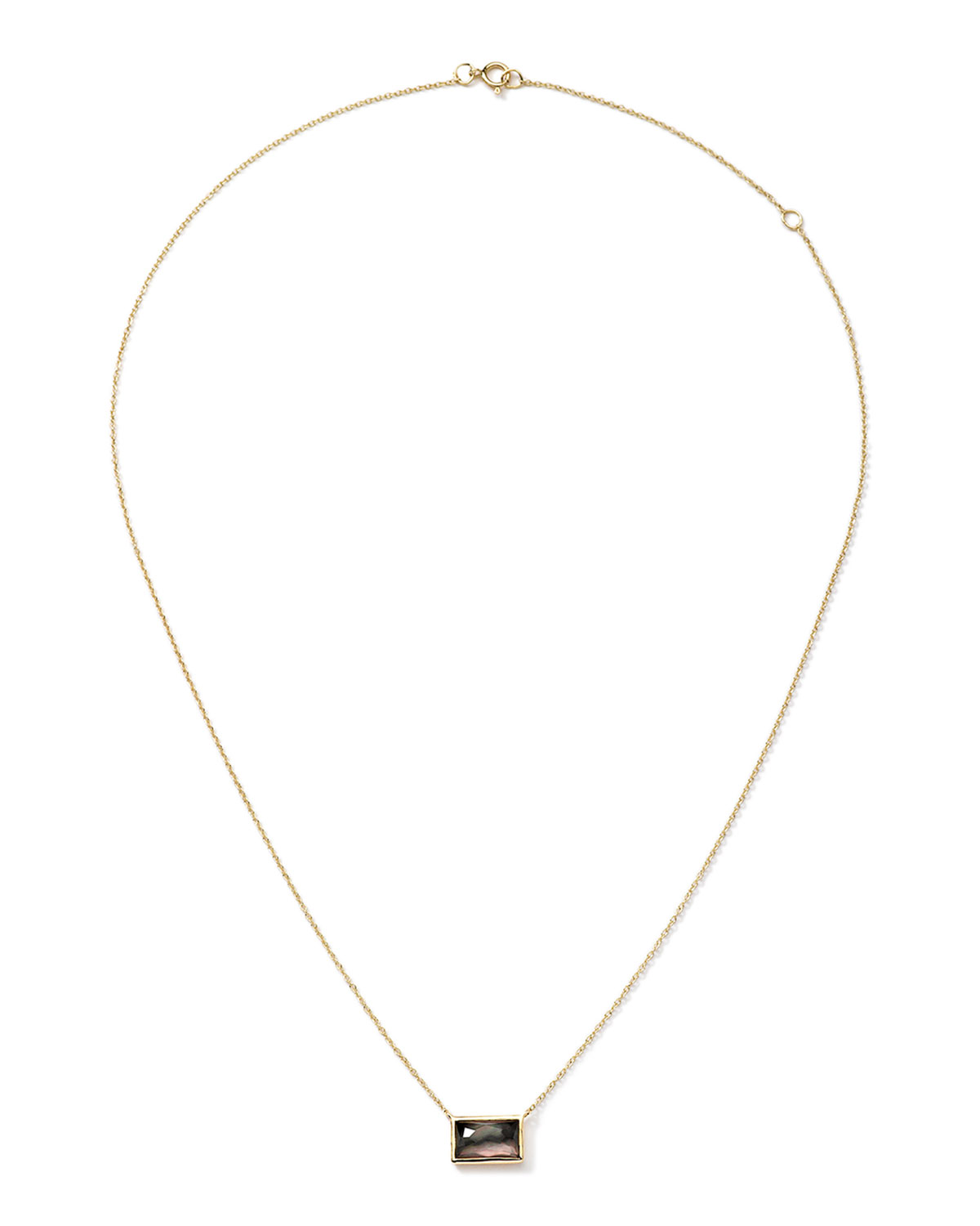 18k Gold Gelato Small Baguette Black Shell Necklace