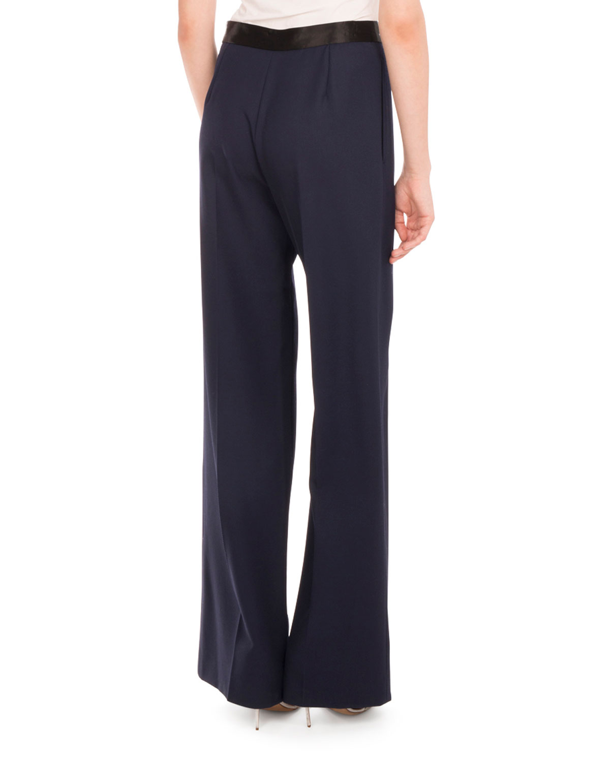 Fluid Wide-Leg Trousers, Navy/Black