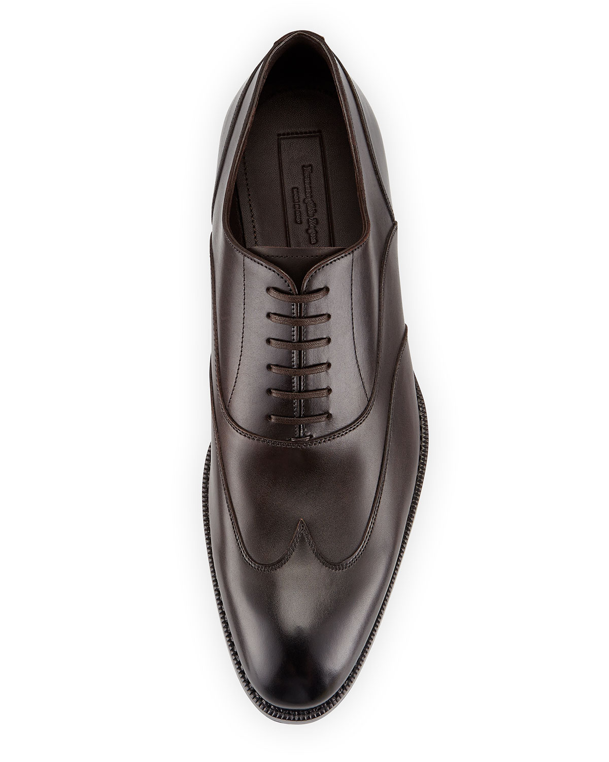 Leather Wing-Top Oxford, Dark Brown 