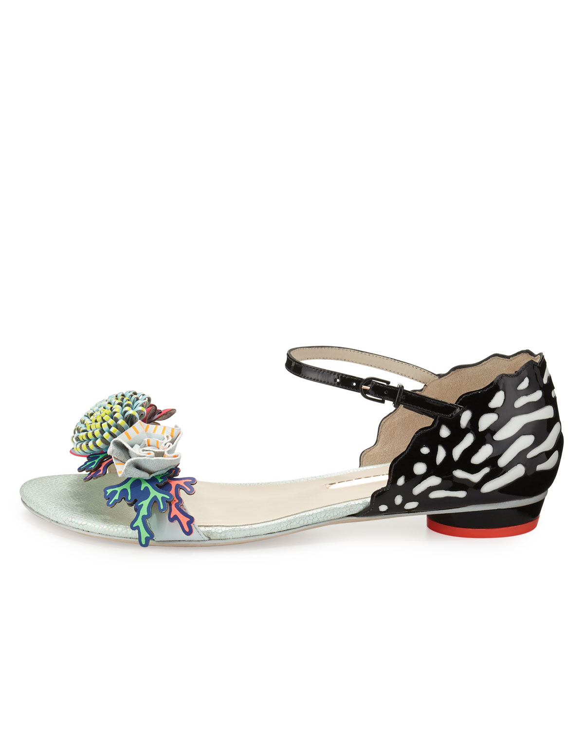 Lilico Underwater Flat Sandal, Black/White