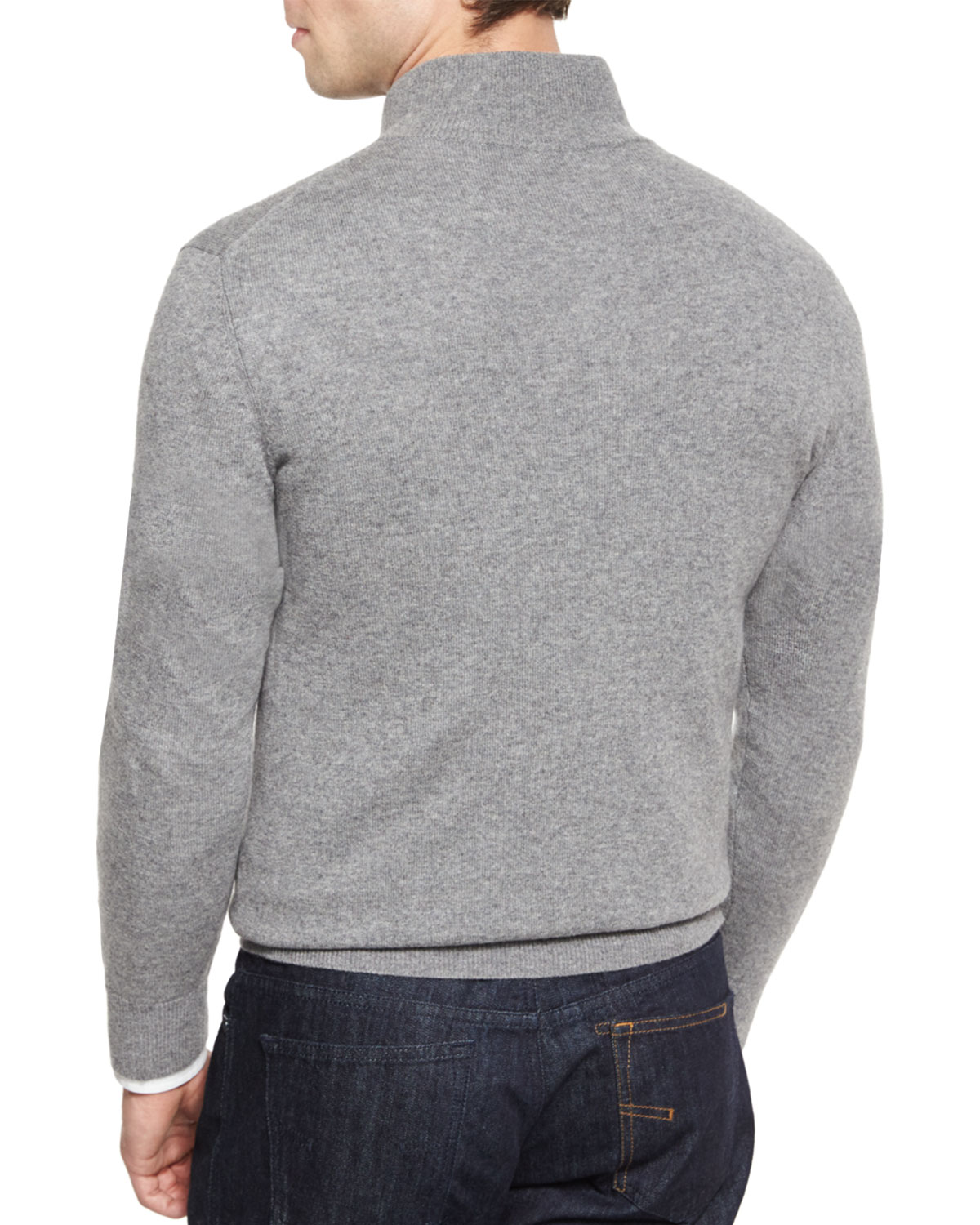 Nano-Cashmere 1/4-Zip Pullover, Gray