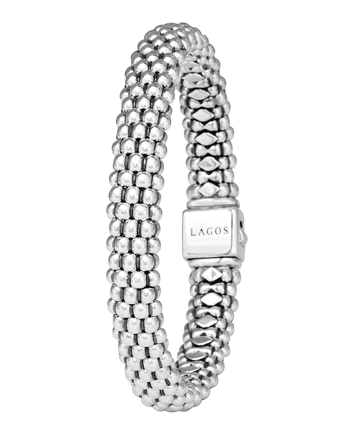 Caviar Oval Rope Bracelet, 7"L