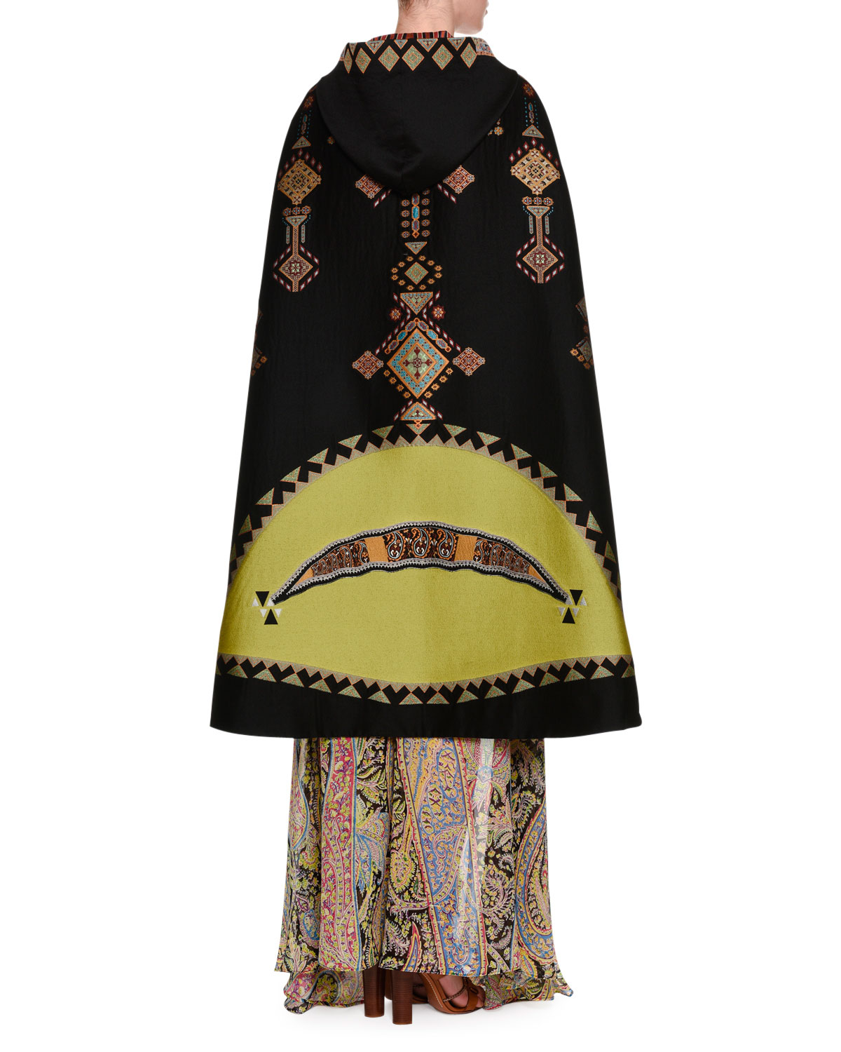 Fleur d'Oranger Sleeveless Printed Gown, Black/Multi
