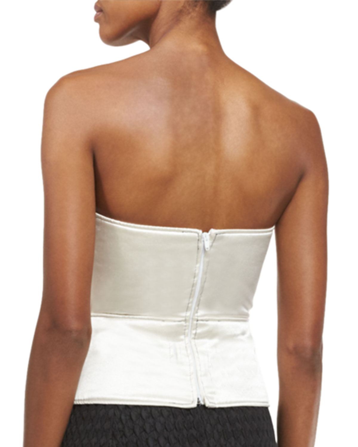 Sweetheart-Neck Bustier Top W/Cutout, Off White