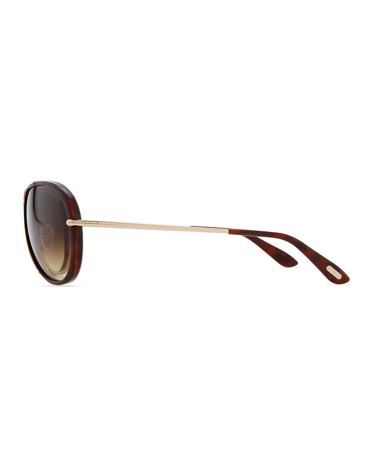 Cyrille Aviator Sunglasses, Dark Havana/Rose Golden