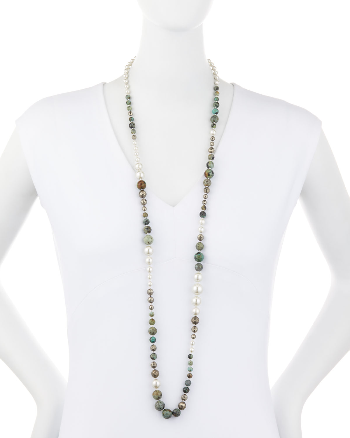 Long Glass Pearl Necklace