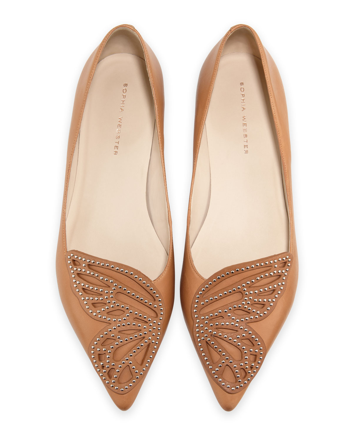 Bibi Butterfly Studded Flat, Tan