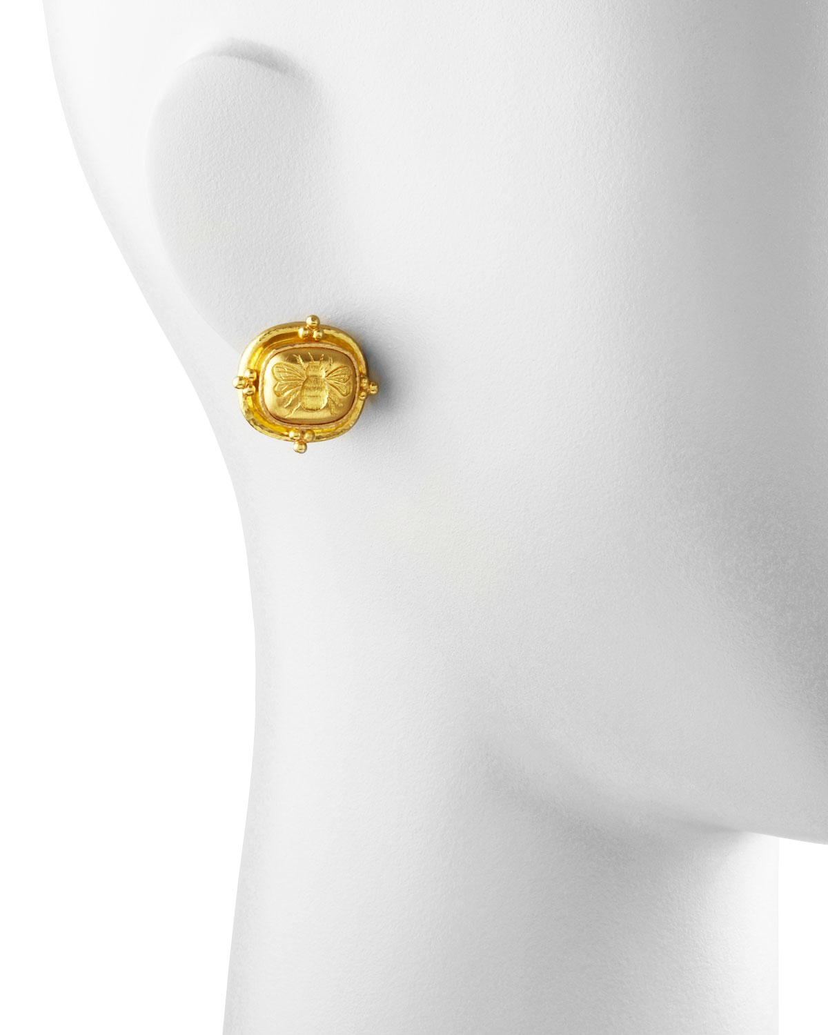 19k Gold Bee Clip/Post Earrings