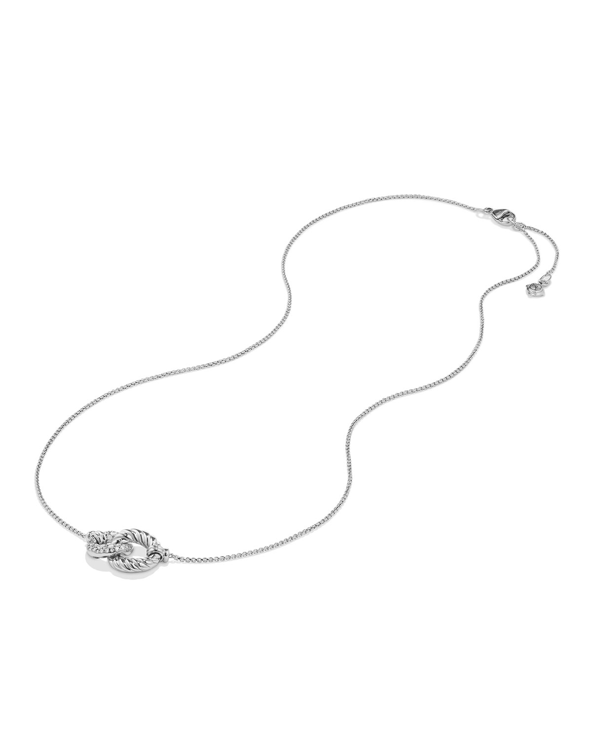 Belmont Extra-Small 18K White Gold Double-Link Necklace with Diamonds