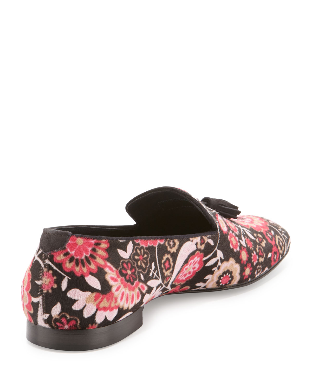 Chesterfield Floral-Print Calf Hair Tassel Loafer