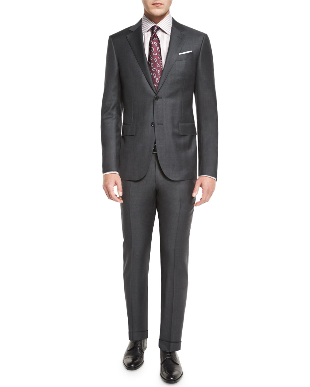 Plaid Trofeo Wool Two-Piece Suit, Gray