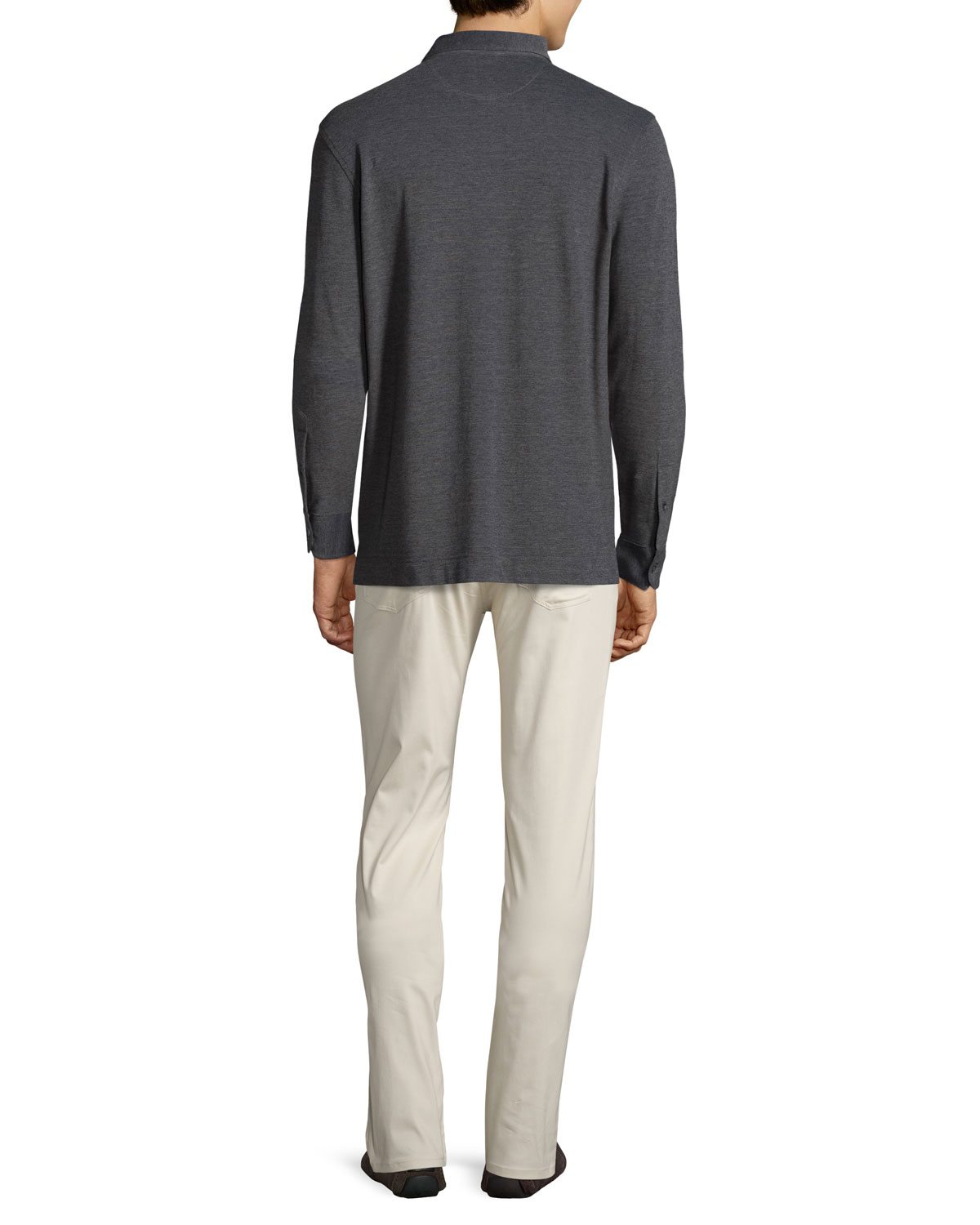 Oxford Long-Sleeve Polo Shirt, Starlight Blue