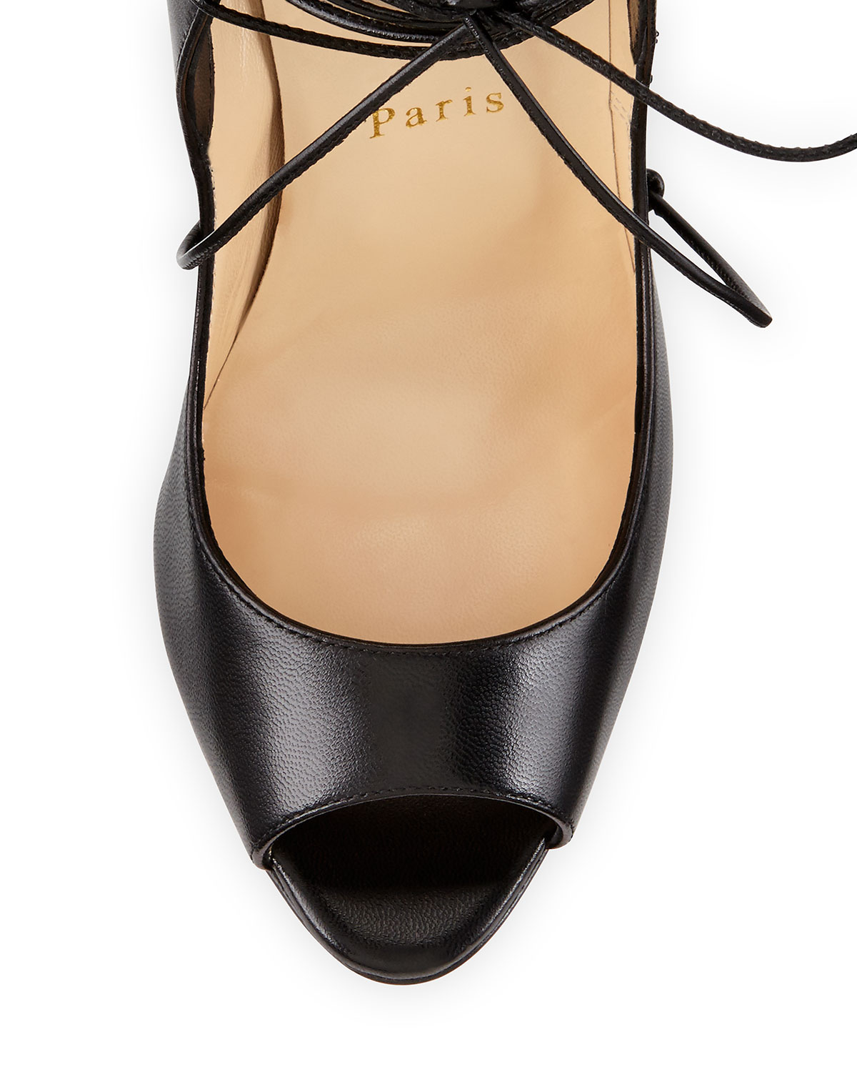 Mega Vamp Lace-Up Red Sole Pump, Black