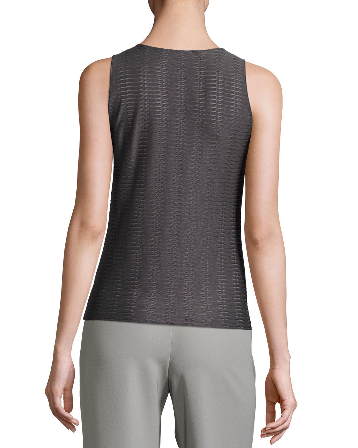 Interlock Jersey Crewneck Tank, Dark Gray