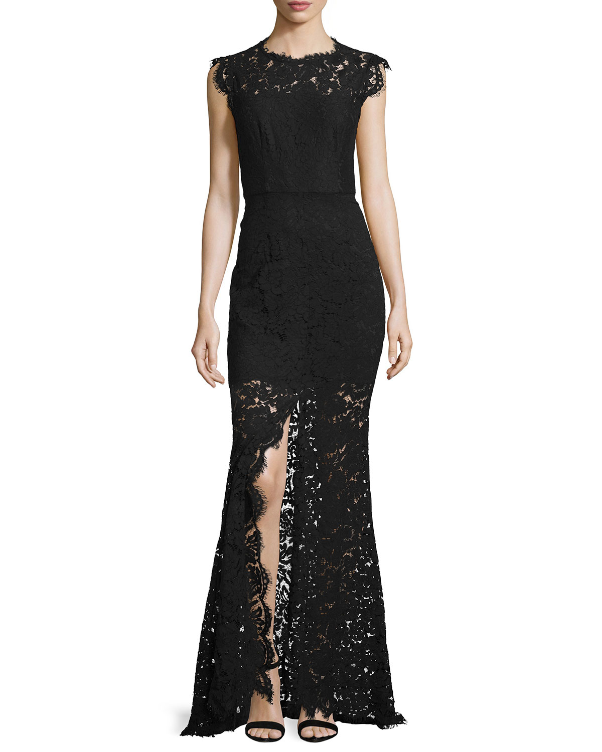 Estelle Cutout Lace Maxi Dress, Black