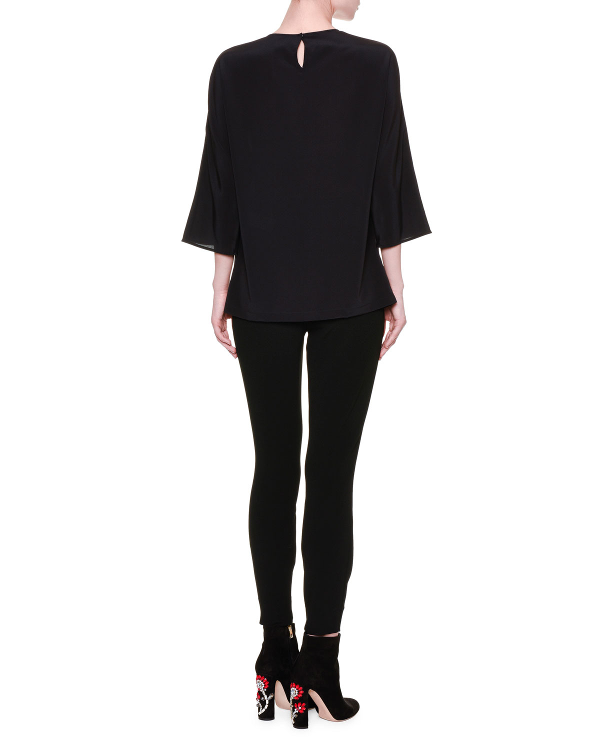 Dog & Cat Graphic-Print Blouse, Black