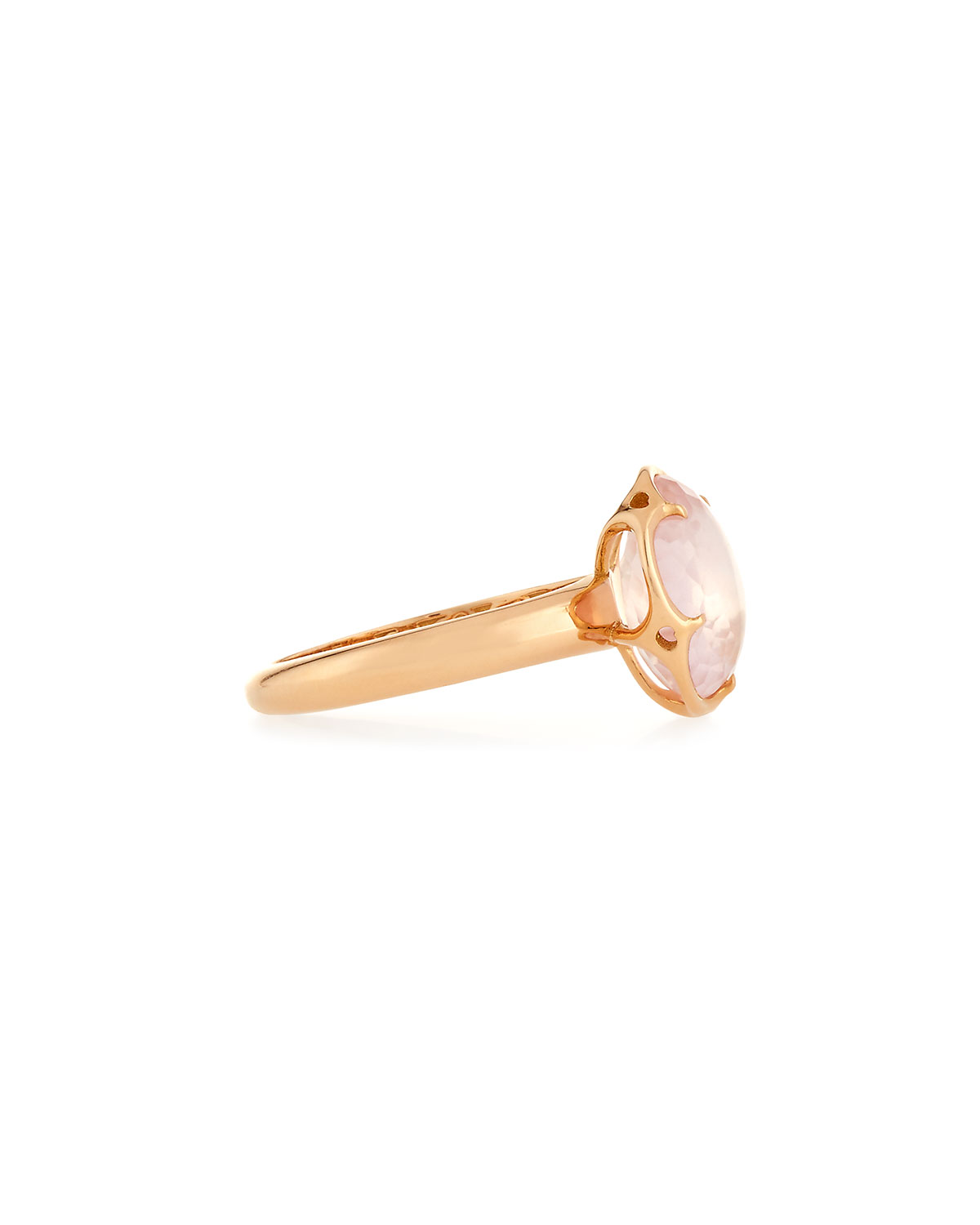 Bon Ton Pink Quartz Flower Ring in 18K Rose Gold