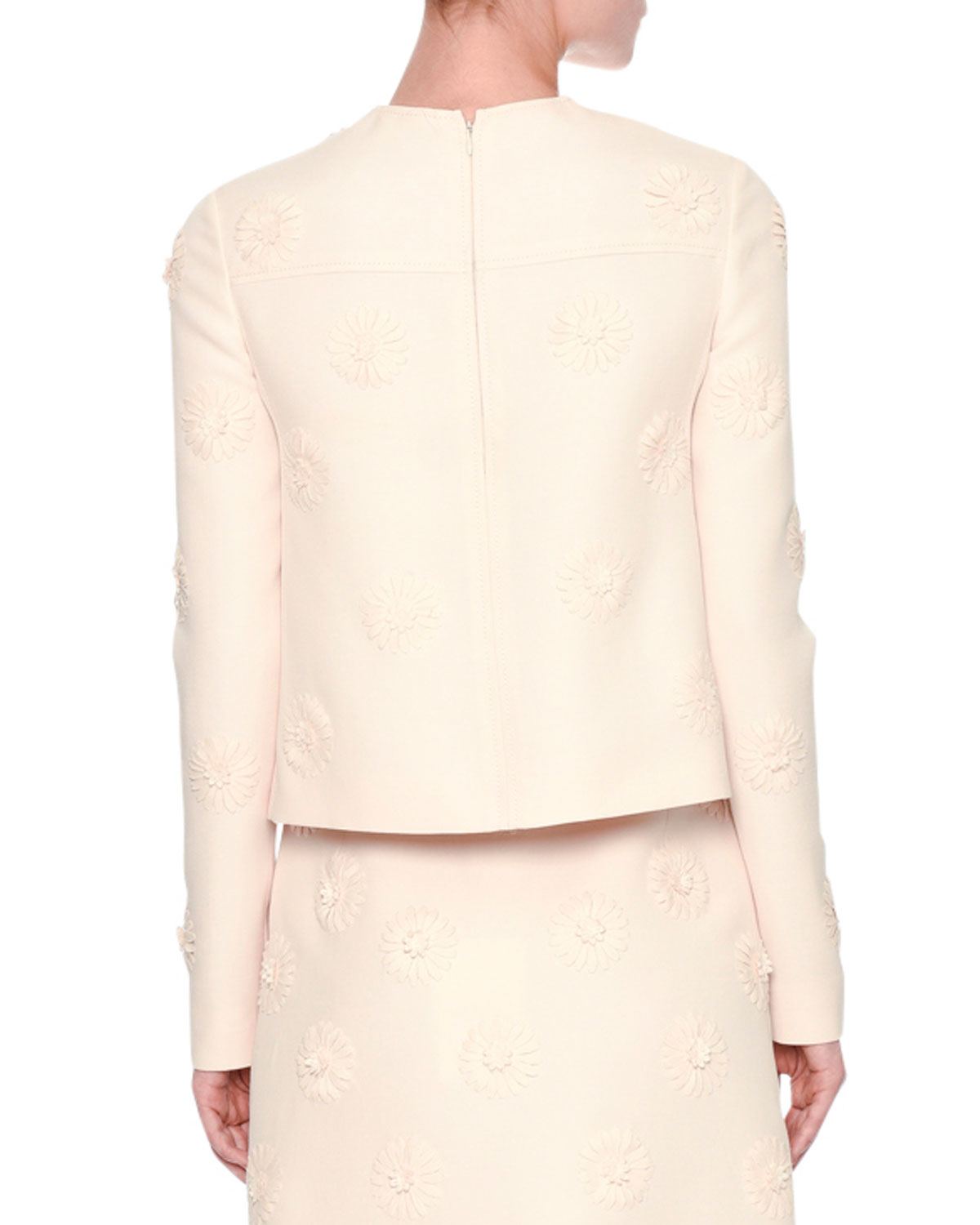 Long-Sleeve Daisy Couture Jacket, Ivory