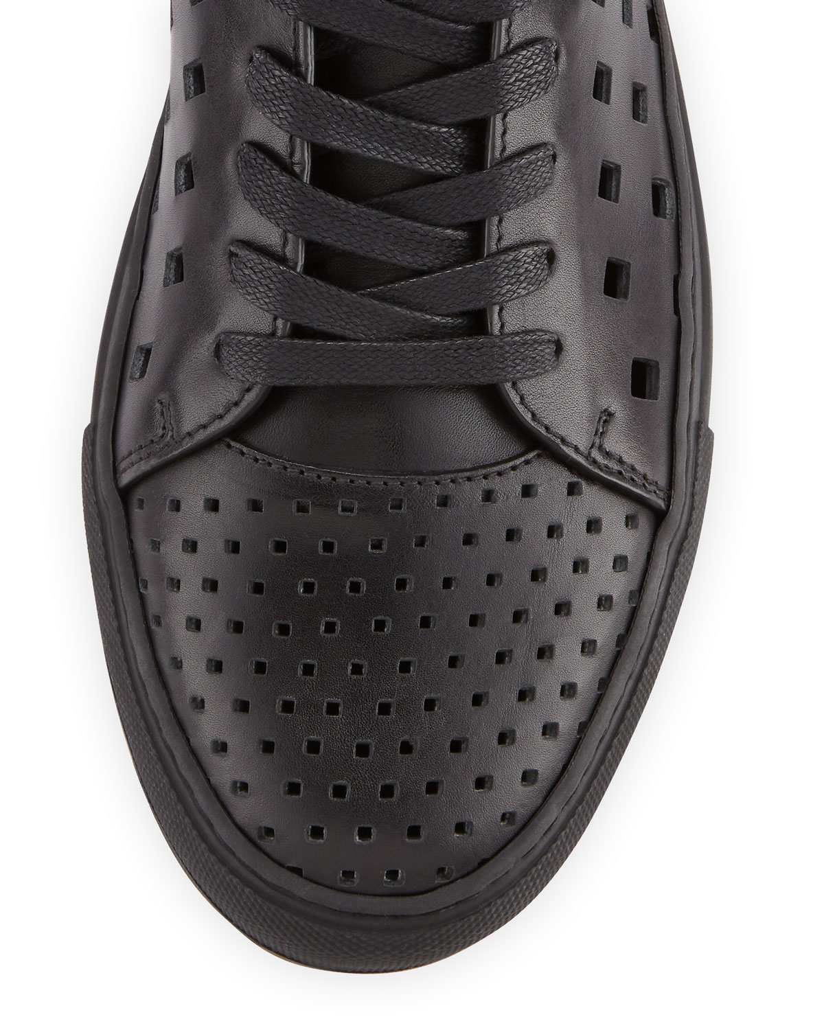 Men's 125mm Perforated Leather High-Top Sneaker, Black