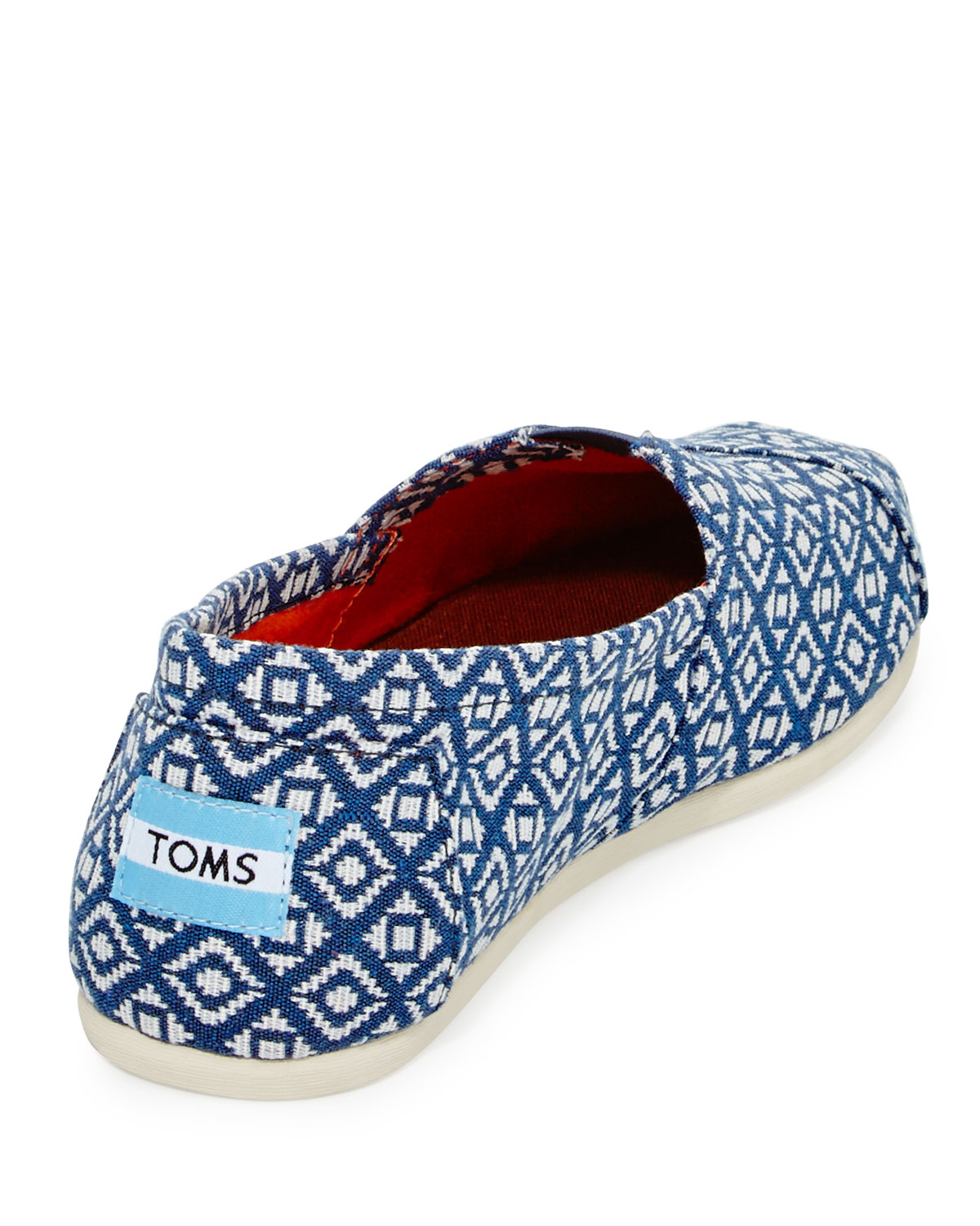 Alpargata Diamond-Print Slip-On Flat, Dark Blue  